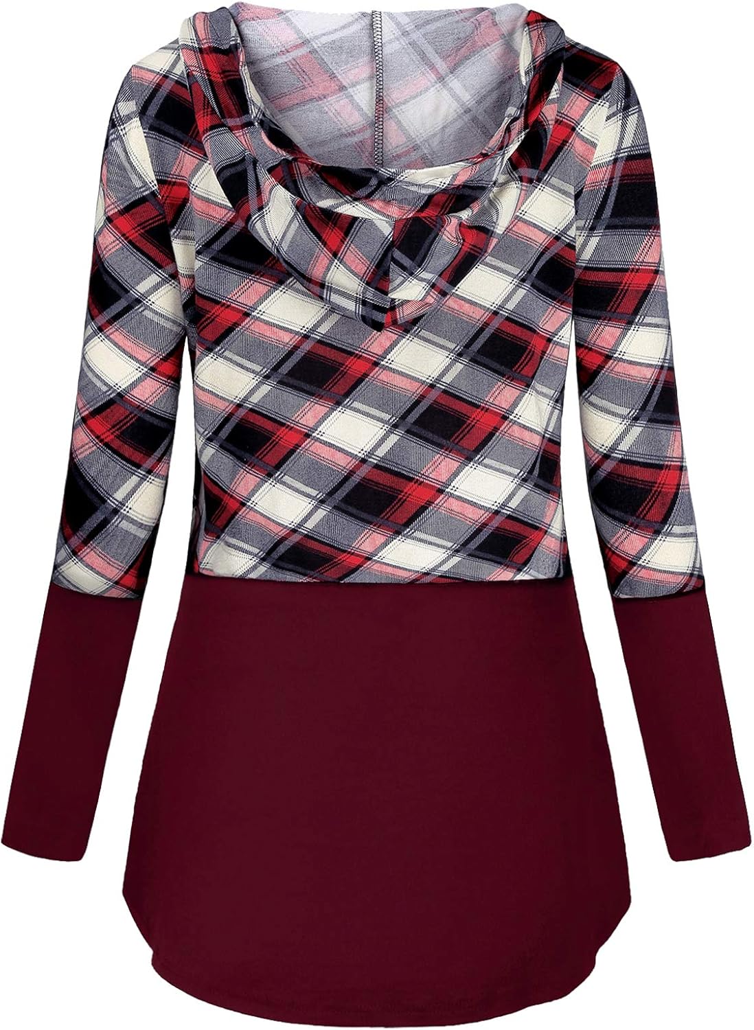Quinee Women's Long Sleeve Plaid Colorblock Nursing Pullover Hoodie Sweatshirts - Image 4
