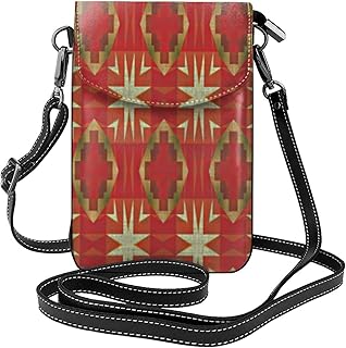 Trendy Beige Ocra Marrone Rosso Arancione Modello Art Piccolo Crossbody Borse con Pratico Trasporto, Telefono Cellulare Borsa Portafoglio per Donne Ragazze