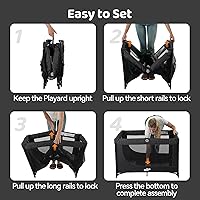 Vista 2 de Pamo Babe Compacto Pack and Play - Cuna portátil para bebé, corral de viaje plegable ligera con almohadilla de colchón y bolsa de transporte, cama