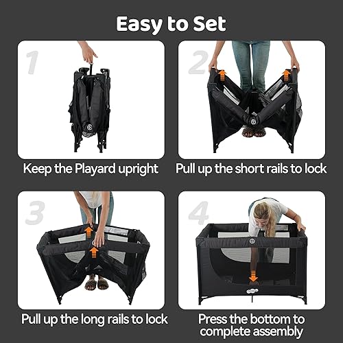 Miniatura 19 de Pamo Babe Cuna portátil con colchón y bolsa de transporte gris Gris,Azul,Rosado,Negro