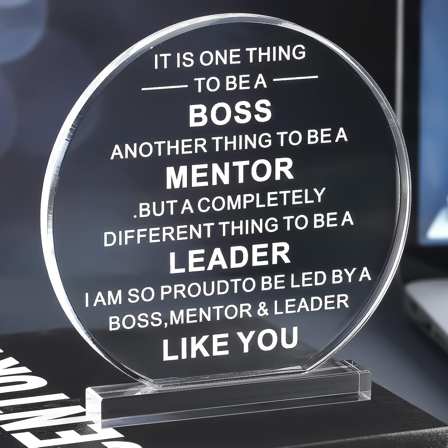 Yulejo Boss Gifts Acrylic Boss Day Gifts for Men Women Office Leader Going Away Gift for Appreciation Plaque Funny Work Acrylic Male Desk Sign Christmas Birthday Paperweight