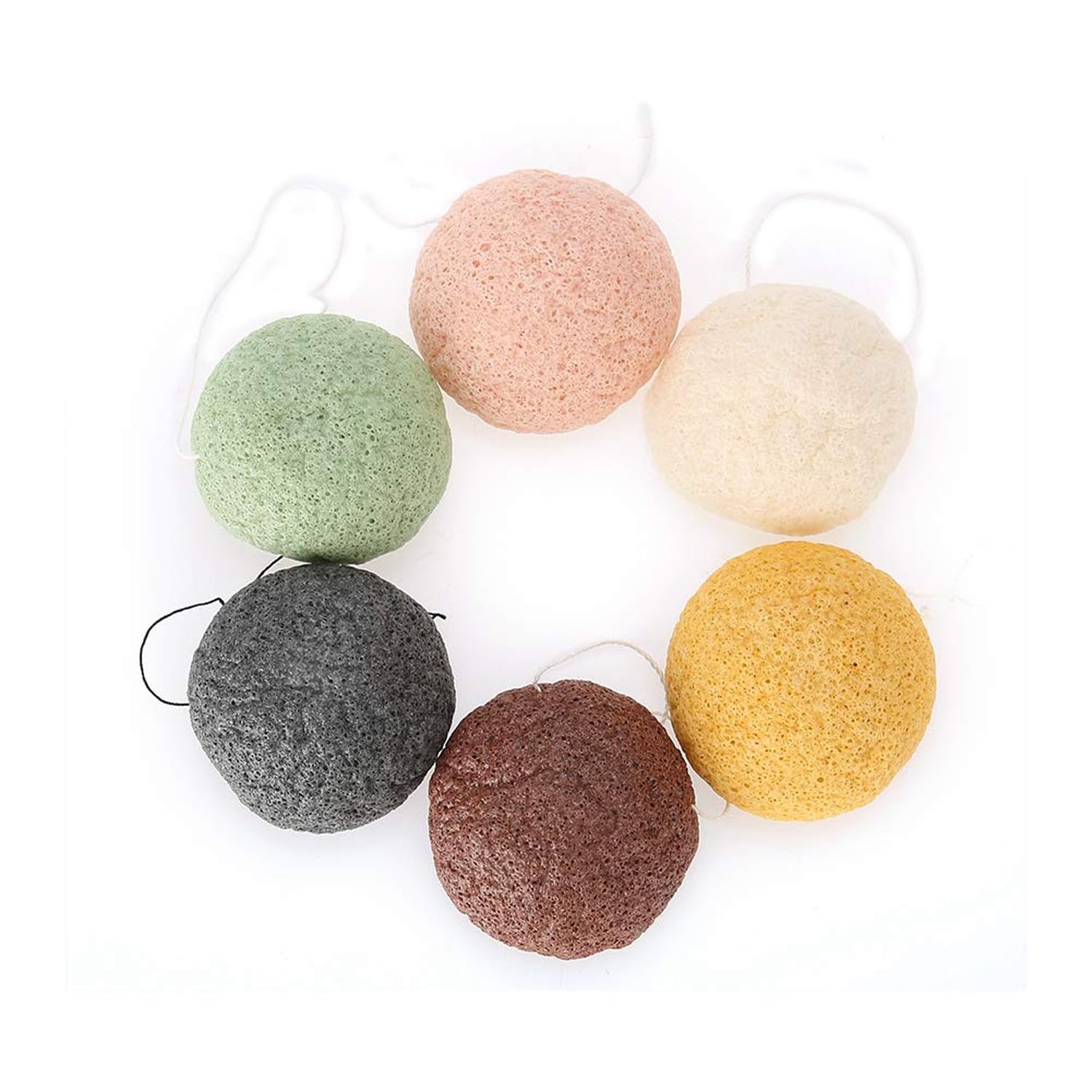 6pcs/Set Konjac Sponge, 100% Pure Naturally Cleaning Puff Konjac Sponges Tool Wet/Dry Skin Massage Tools to effortlessly Cleanse & Soften Delicate