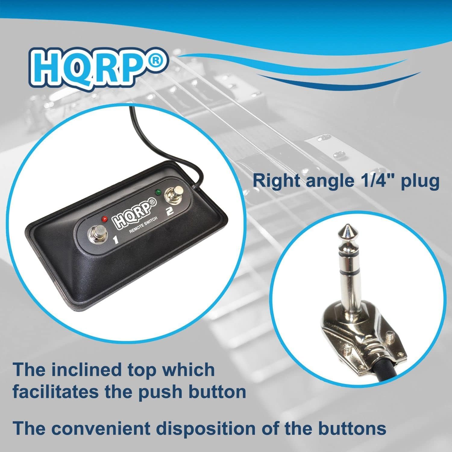 HQRP commutateur au pied à amplificateur de guitare à 2 boutons compatible avec Peavey 03022920 s'adapte Nashville, ValveKing, Windsor, 6505 Head, 6505 112 Combo amps