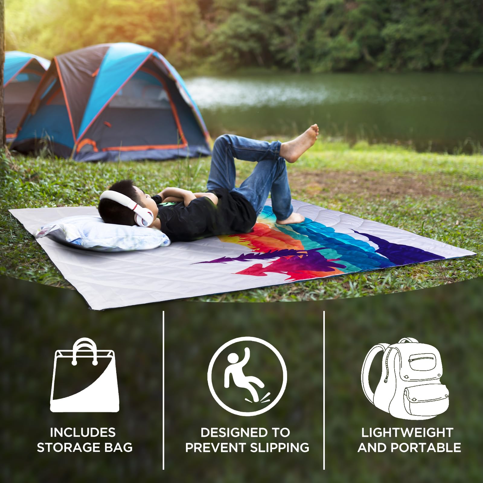 Couverture De Camping Scuddles Légère - 77x55 Pouces - Polyester - Sac De Transport Inclus