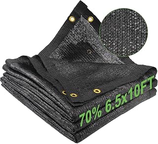 Shade Cloth for Garden, 70% 6.5 x 10 FT Black Mesh Tarp with Reinforced Grommets, Sun Shade Net Greenhouse Shade Cloth for Plants Cover, Vegetables, Patio, Chicken Coop Sunshade