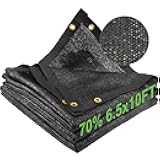 Mklsit Shade Cloth for Garden, 70% 6.5 x 10 FT Black Mesh Tarp with Reinforced Grommets, Sun Shade Net Greenhouse Shade Cloth for Plants Cover, Vegetables, Patio, Chicken Coop Sunshade