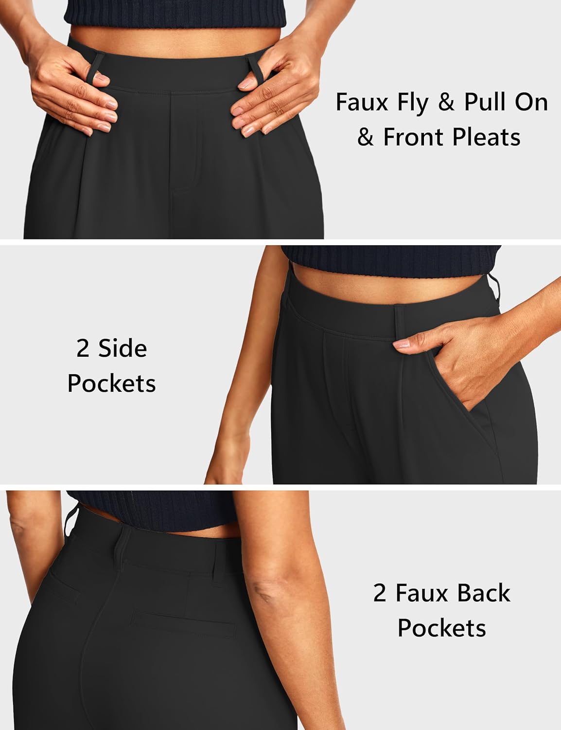 18'' Capri Pants for Women Pull On Women's Capris Stretch Summer Work Business Casual with Pockets Relaxed Fit - Image 4