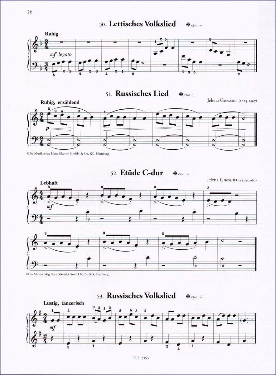 Die russische Klavierschule 1, 2, Spielband mit 2CDs - Unterrichtswerk für die Musikschulen von Julia Suslin - mit 3 herzförmigen Notenklammern