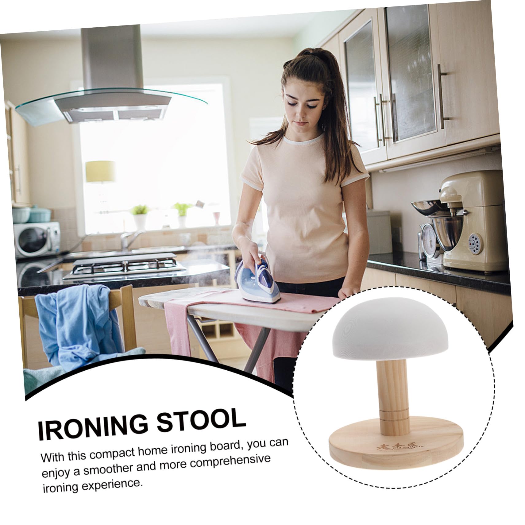 Tavola Stiro per Maniche 1 Pezzo in Legno Supporto Stabile | Rivestimento in Cloth, Design Compatto, per Colletto e Scollatura, Uso Quotidiano e Hotel Colore Casuale