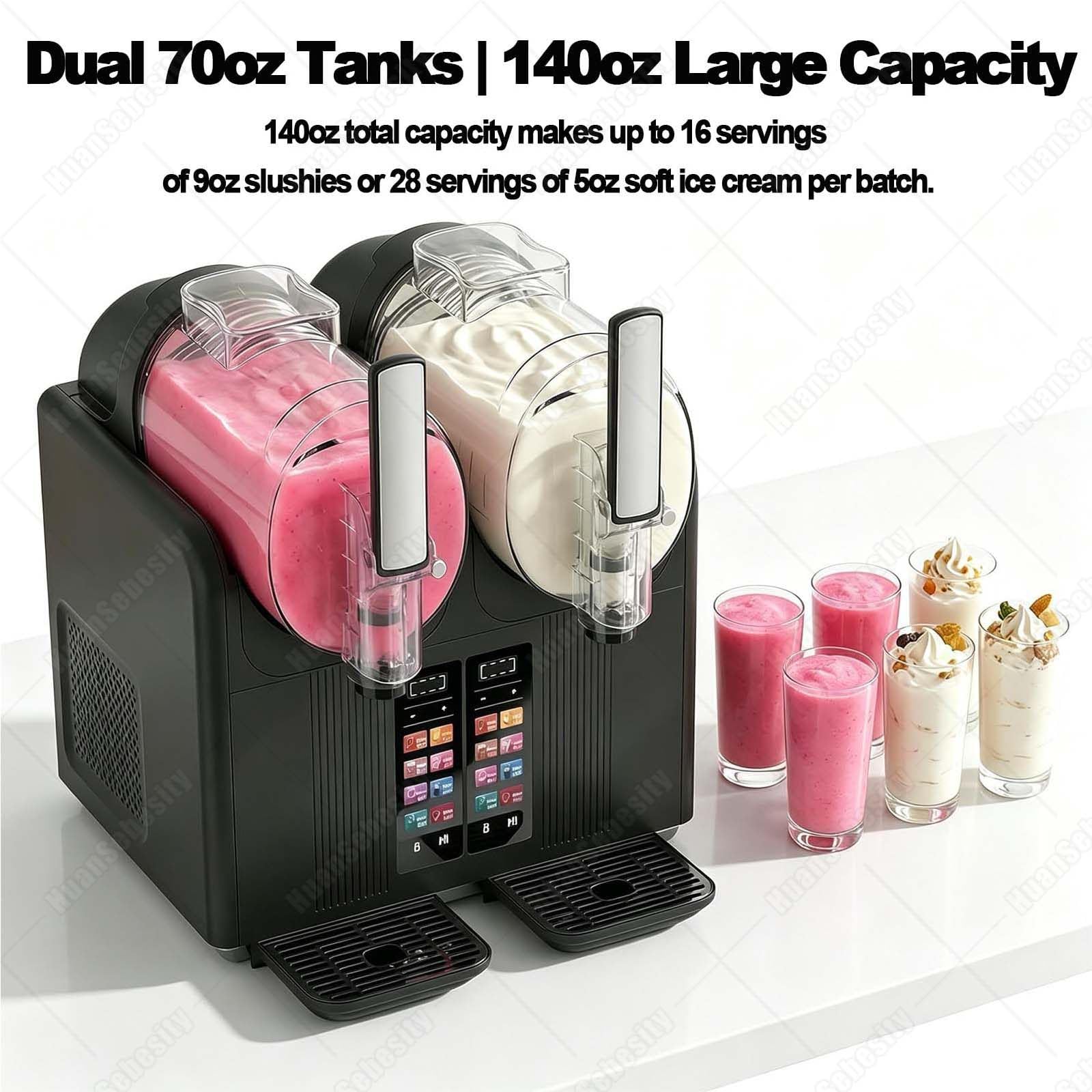 Granizadora Multifunción Doble Tanque Pantalla Táctil LED Black | Amplios Depósitos 2l Cada Uno,Pantalla Táctil Clara,Autolimpieza Integrada,Elabora Granizados,Frappés Y Batidos