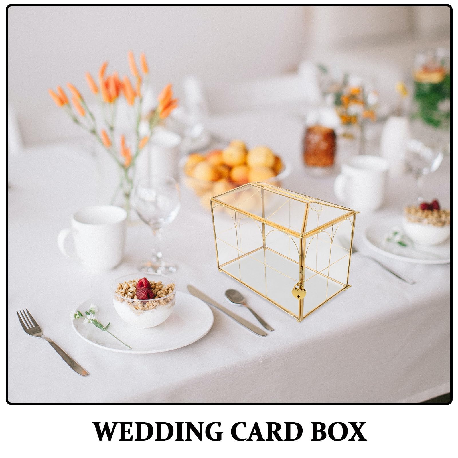 VALICLUD Hochzeitskartenbox aus Klarem Glas mit Schloss und Kartenschlitz Robuste Aufbewahrungsbox für Hochzeit Party Abschlussfeier Sichere Ordentliche Kartenablage Wiederverwendbarer