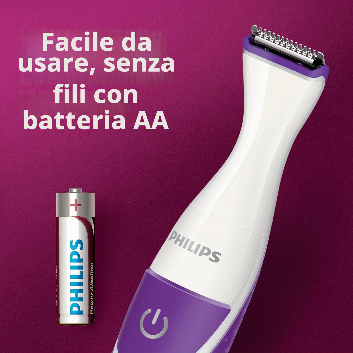 Philips rifinitore zona bikini con 2 pettini e 1 testina di precisione, portatile con custodia BRT383/15