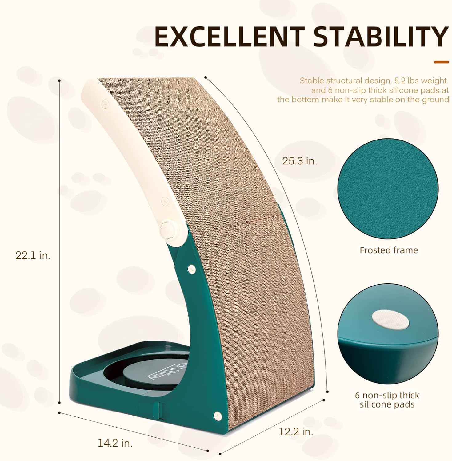 review Cat Scratcher, Premium Cat Scratch Pad wtih Solid Frosted Frame and Turntable Toy, Vertical Curved Cat Scratching Post for Indoor Cats, Replaceable Cat Scratching Cardboard