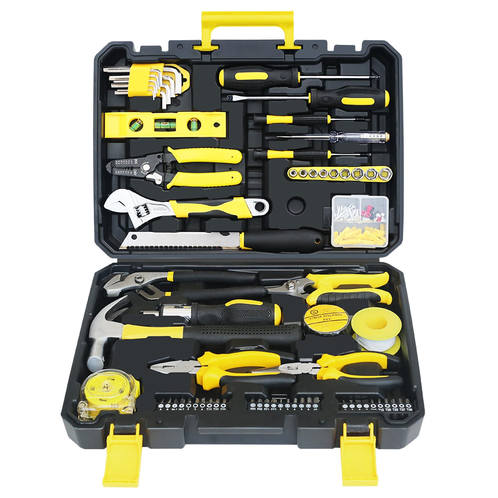 Homevc 110Pcs Home Tool Kit Set With Storage Toolbox, All Purpose Hand Tools With Socket Wrench Set & Screwdrivers & Pliers, General Household Toolbox For Home Repair, Car Maintenance & Diy Projects