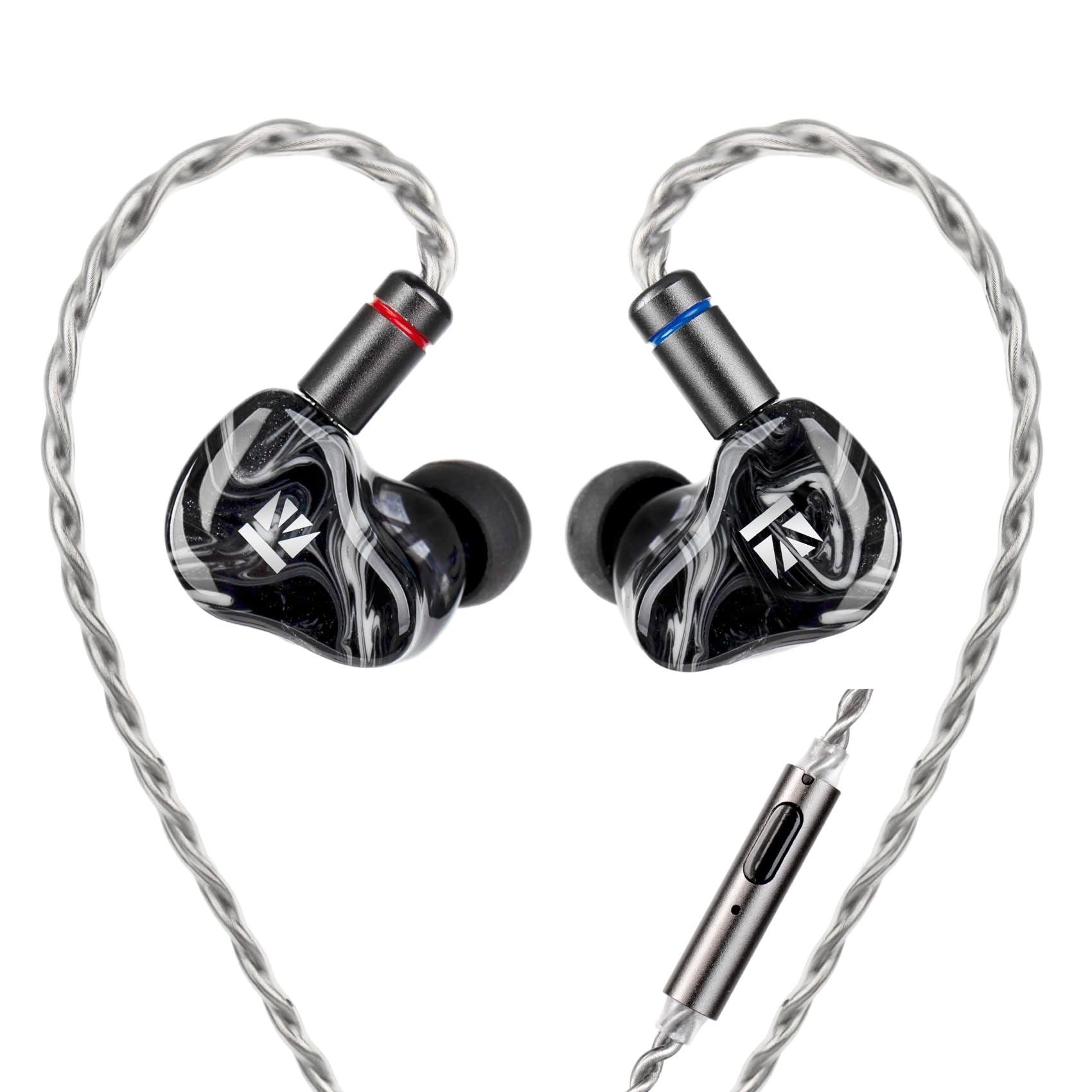 Yinyoo KBEAR SR8 IEM Écouteurs avec Micro, Pilotes Hybrides 1DD+3BA pour Musiciens, écouteurs Intra-Auriculaires filaires HiFi câble détachable 5N OFC, IEM pour Jeux, Audiophile