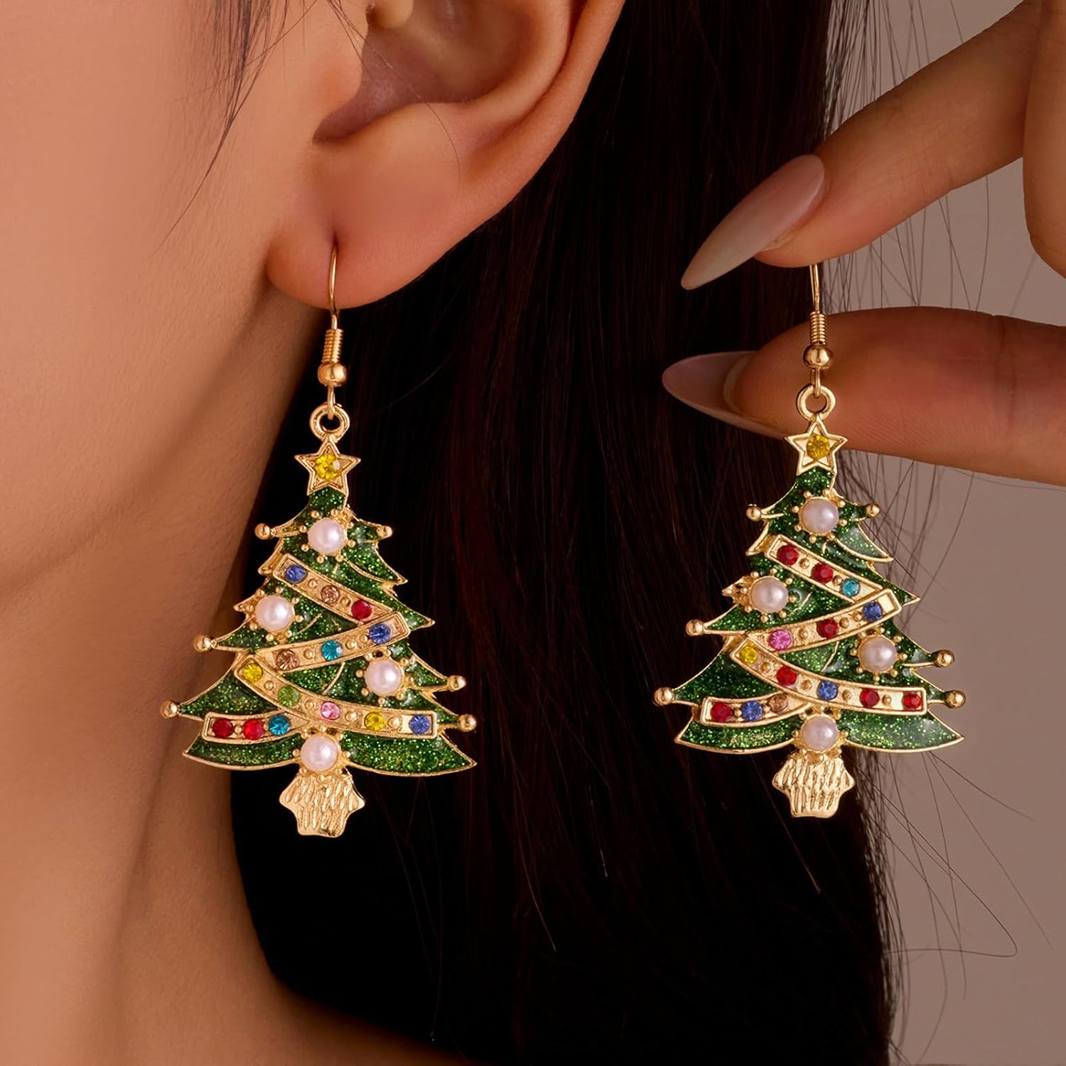 Christmas Earrings Fun Holiday Earrings Bow Christmas Tree Earrings for Women Drop Dangle Earrings for Party Festival Xmas Christmas Jewelry Gifts - Image 6