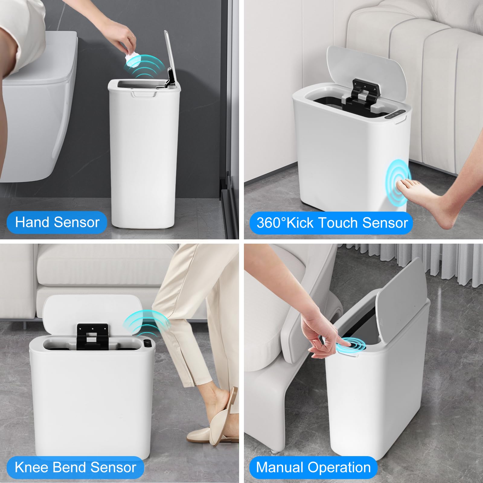 TIPGO Pattumiera da bagno Motion Senor da 5 galloni con