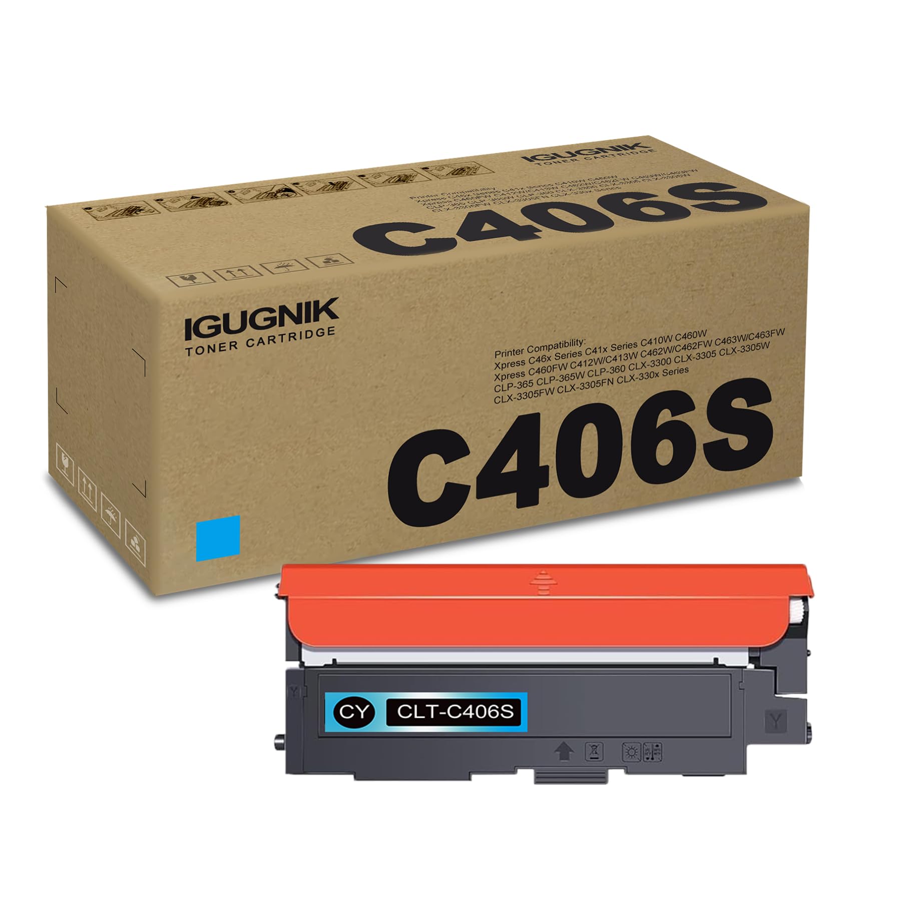 1 Pack CLT-C406S Cyan Toner Cartridge Replacement for Samsung CLT-C406S Work with Xpress C46x Series C41x Series C410W C460FW C462W/C462FW C463W/