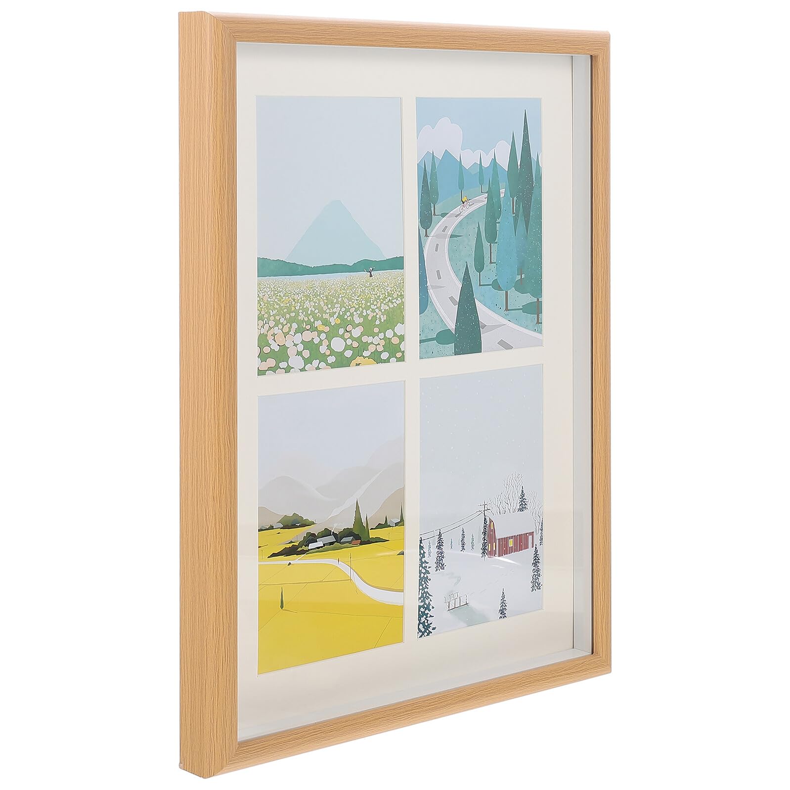 Cadre photo mural suspendu bois naturel 15x15 porte-photo creatif decoration maison bureau