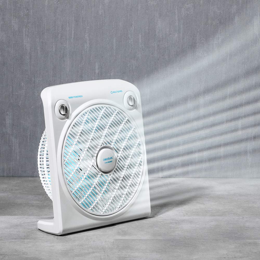 Cecotec EnergySilence 6000 PowerBox Black Ventilateur de sol 50 W 5 pales 3 vitesses moteur en cuivre rotatif Regilla 2 heures (Blanc)