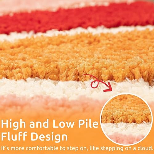 Miniatura 4 de Alfombra de baño retro para el sol, antideslizante medio redondo, absorbente de medio círculo, alfombra de baño semicircular, alfombra lavable para