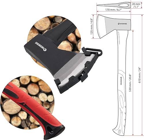 Miniatura 7 de INTERTOOL Juego de hacha de corte de madera y maul dividida, hacha de división de 4 libras con mango de 28 pulgadas, hacha de tala de tamaño mediano