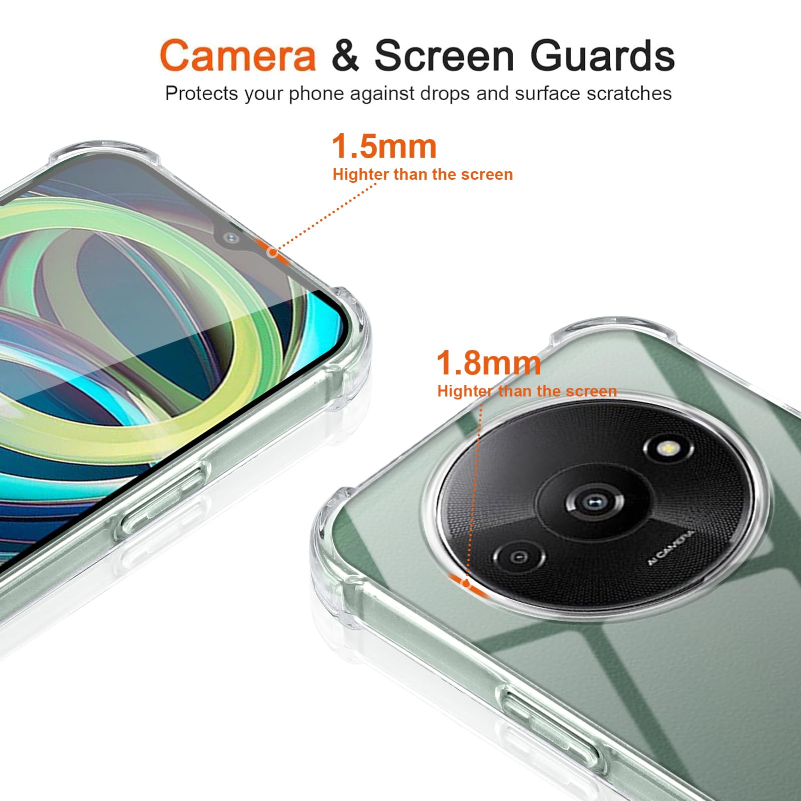 Vauki Cover con Cordino per Xiaomi Redmi A3, Carina Motivo Cuore Custodia con Collana, Antiurto Ultra Silicone TPU Morbida e Sottile Catena per