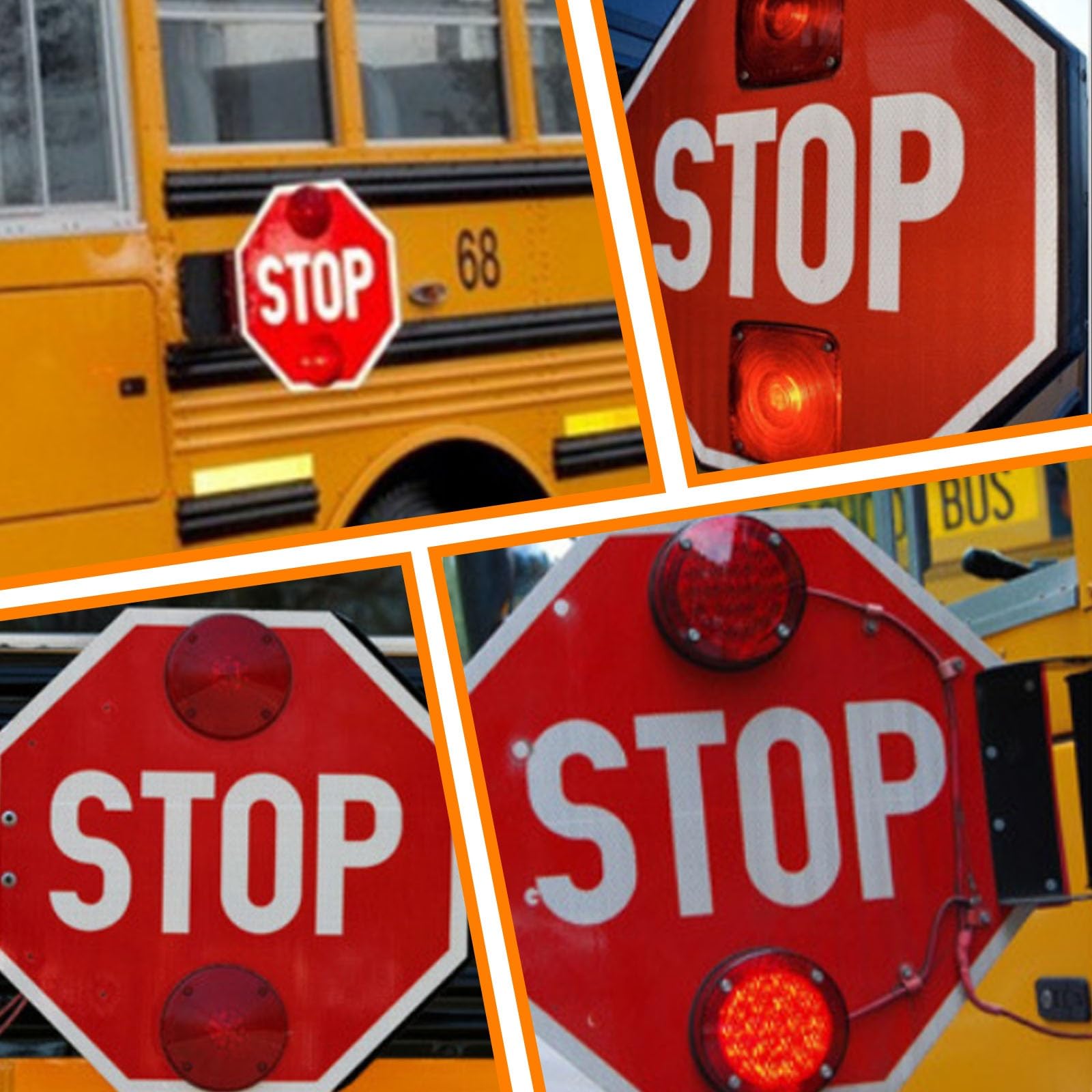Brazo Stop Eléctrico Para Autobús Escolar Señal LED De Stop Para Autobús Escolar Señal Intermitente Con LED Alta Visibilidad Cartel Seguridad Estudiantes(24V)