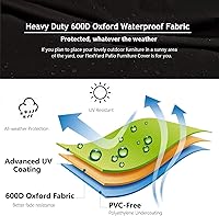 Vista 5 de Funda de sofá modular de alta resistencia para exteriores, 85 x 85 pulgadas, tejido 600D 100 % impermeable, para muebles de patio en exteriores