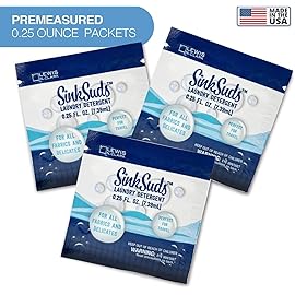 SinkSuds Travel Laundry Detergent Liquid Soap + Odor Eliminator for All Fabrics Including Delicates, Sink-Packets, 0.25 Fl Oz (Pack of 16)