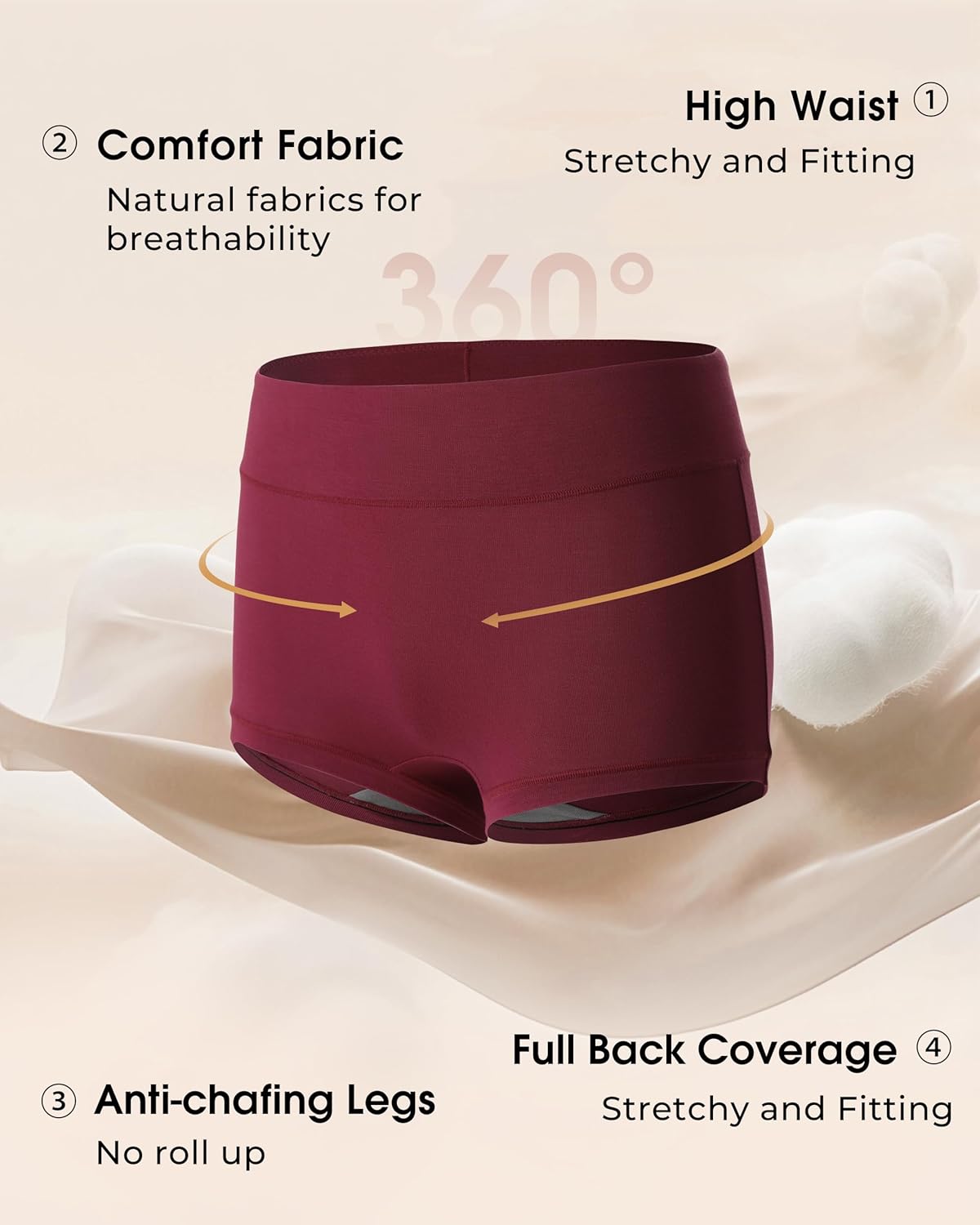 BAMBOO COOL Womens Bamboo Boxer Briefs Underwear Soft Stretch Boy Shorts Panties for Women - Image 4