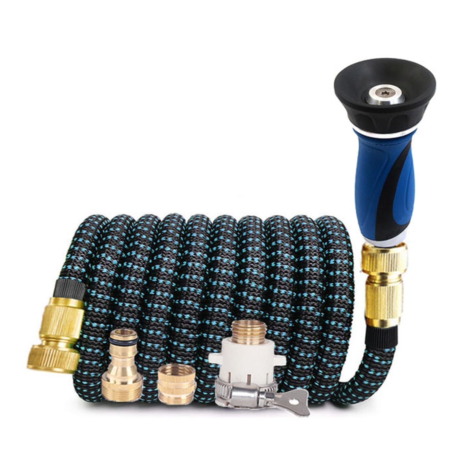 Pistola pulverizadora con manguera Boquilla, Mangueras de jardín Manguera riego flexible expandible sin torceduras, rociador, 1/2 pulg., 25-150 pies(A Pcs Hose-01,1/2"-75FT)