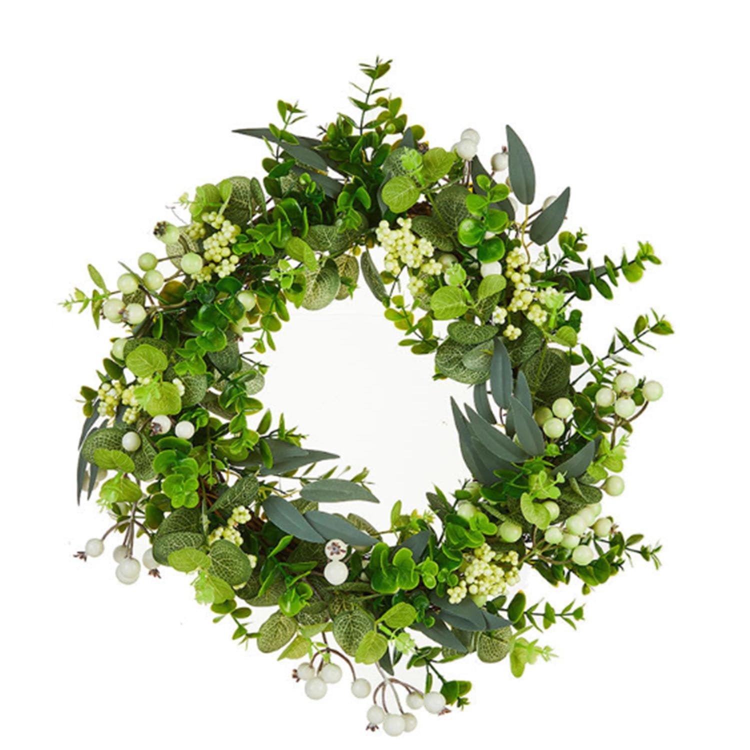 Christmas wreaths, 18 Inch, for Home, Farmhouse Decor with Eucalyptus Leaves,Rose, Big Berries(Color 6)
