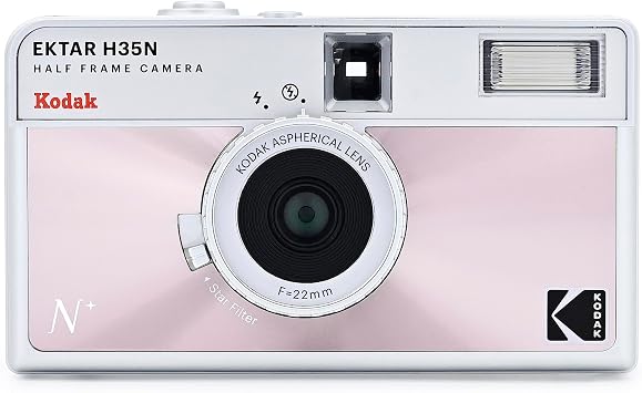 Kodak Ektar H35N Half Frame Film Camera, 35mm, Reusable, Focus-Free, Bulb Function, Star Filter, Coated Lens(Film & Battery not Included)(Glazed Pink)