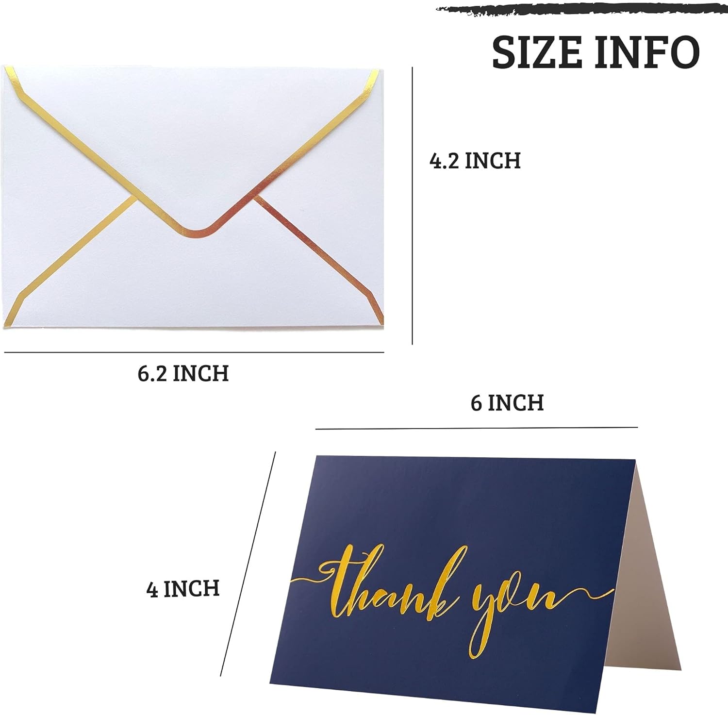 Winoo Design Heavy Duty Thank You Cards with Envelopes - 36 PK - Gold Thank You Notes 4x6 Inches Baby Shower Wedding Cards Small Business Graduation Funeral Bridal Shower (Navy Blue) - Image 3