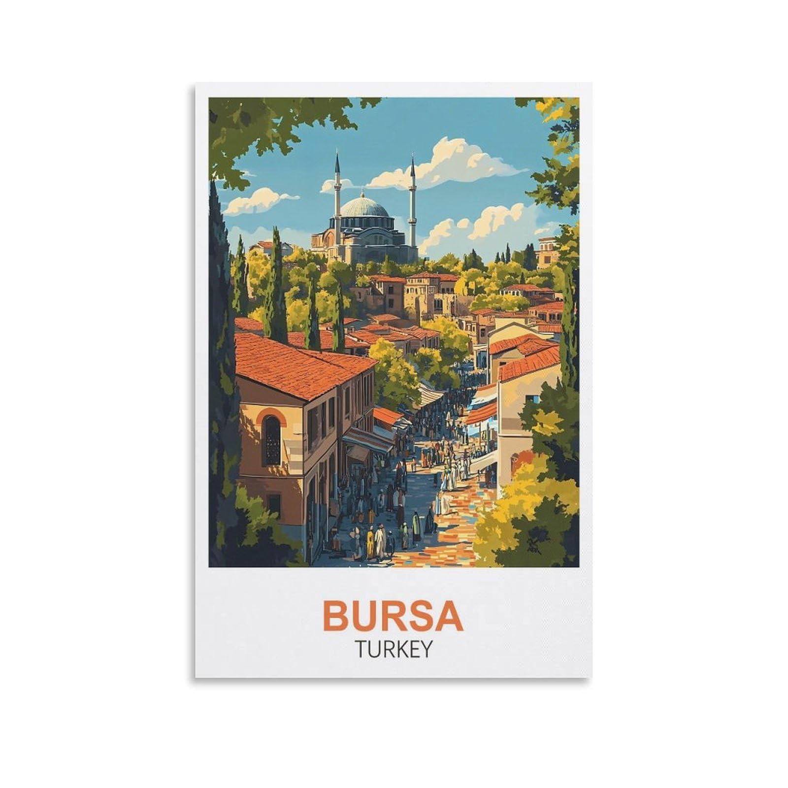 CLFMHNAS Bursa Turkey Vintage Travel Posters 08x12inch(20x30cm) Canvas Wall Art Prints