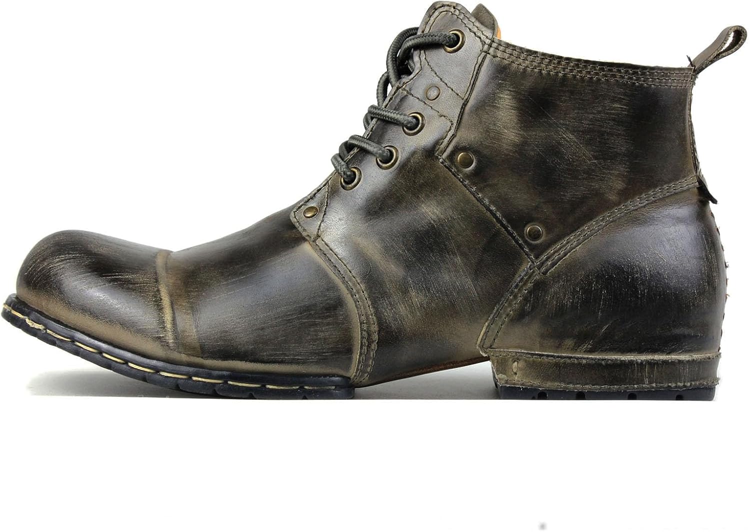 Men's Vintage Brown Chukka Boots Lace-up Motorcycle Casual Leather Dress Ankle Boot for Men Fashion CD-6015-2-Vintage Brown - Image 2