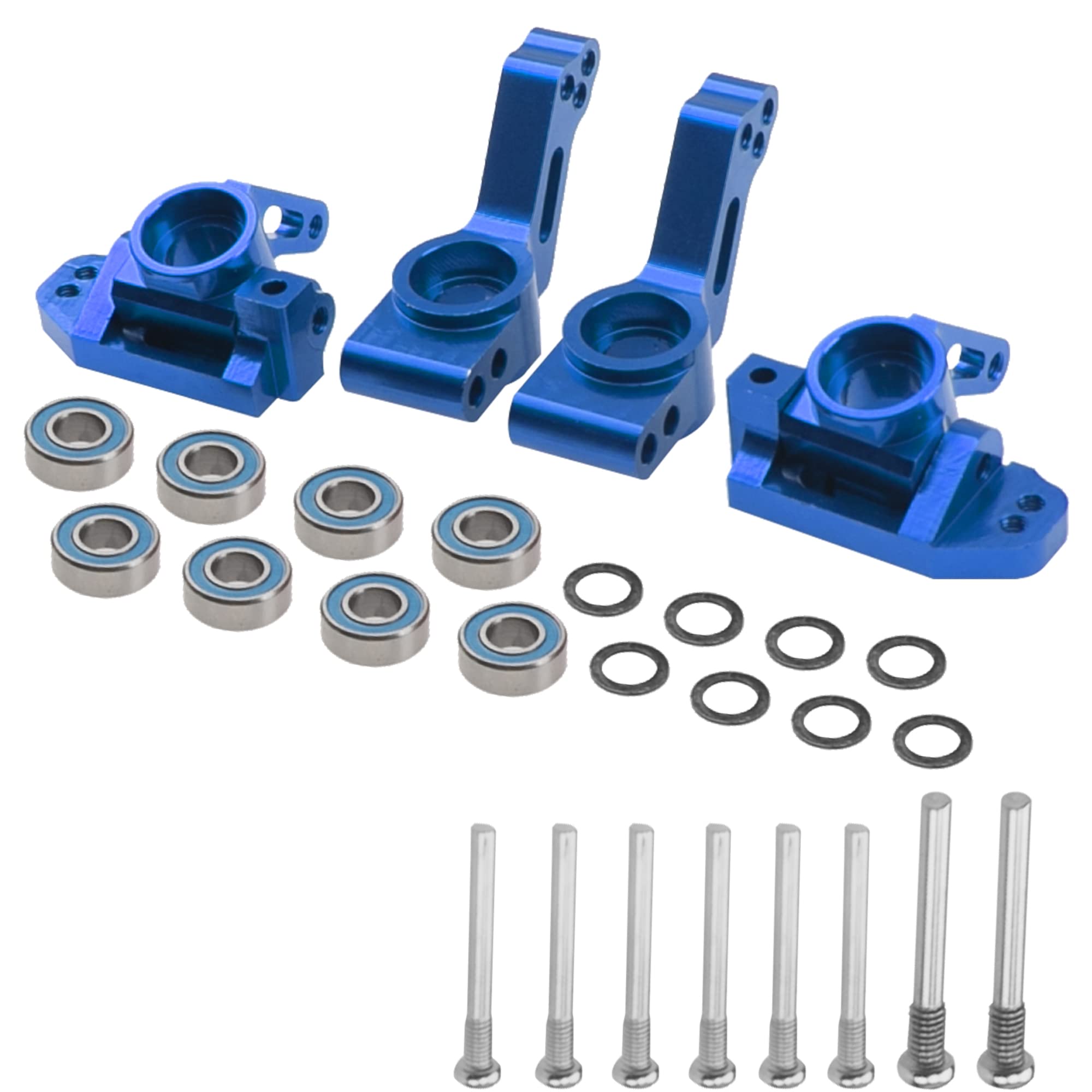 Vgoohobby Metal Rear Stub Axle Carriers, C-Hubs Caster Blocks, Steering Blocks Compatible with 1/10 Traxxas Slash 2WD Stampede 2WD Rustler 2WD Nitro Slash RC Car Upgrade Part #3752 3736 3632 (Blue)
