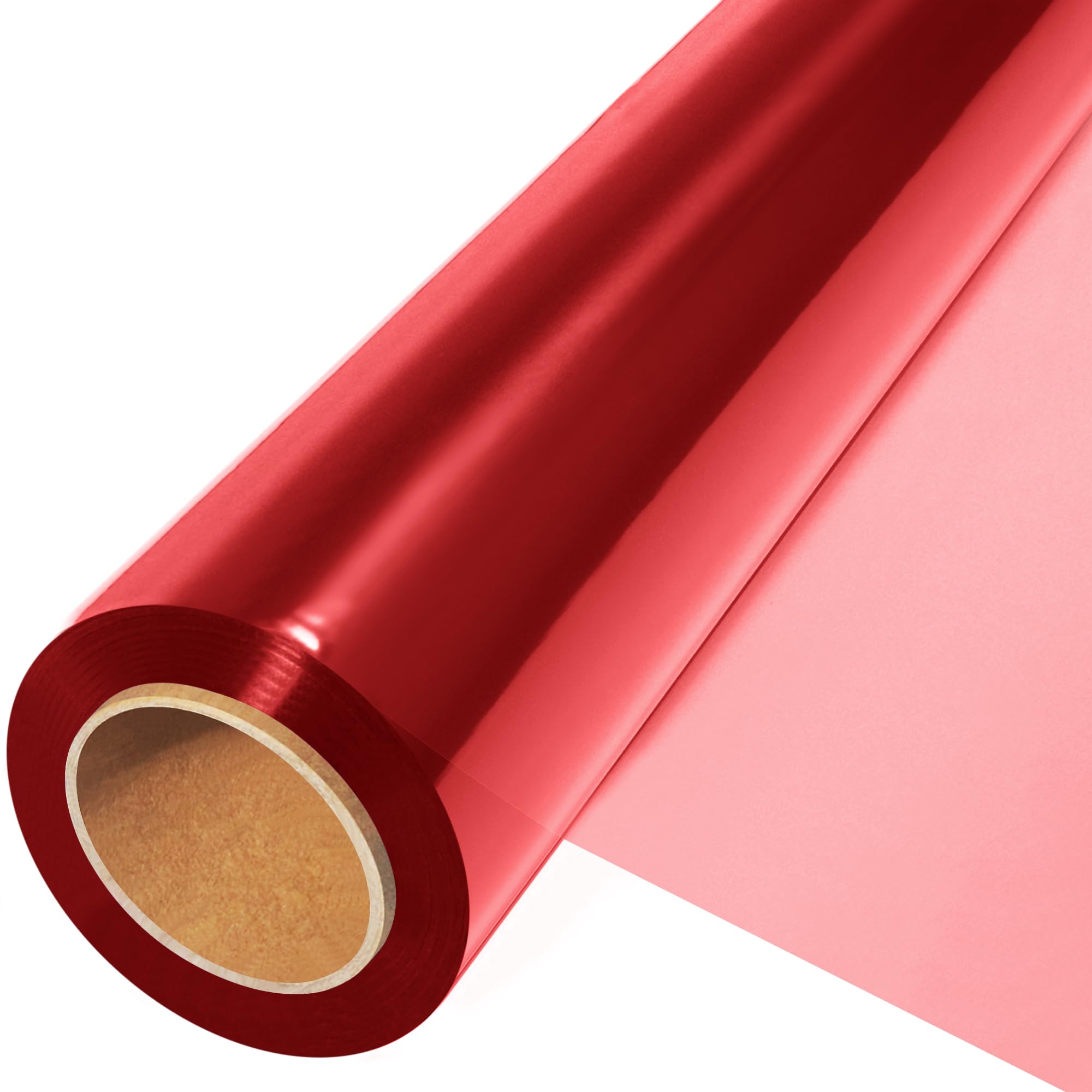 JOYIT 35 in x 50 ft Red Cellophane Wrap Roll, Colored Cellophane Wrap