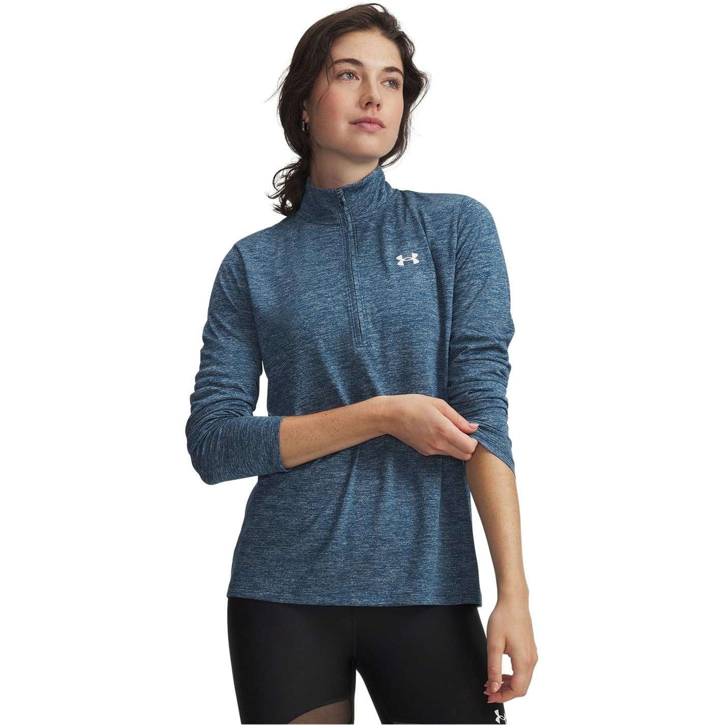Under Armour Women's Tech Twist Quarter Zip, Wham Blue/White, S