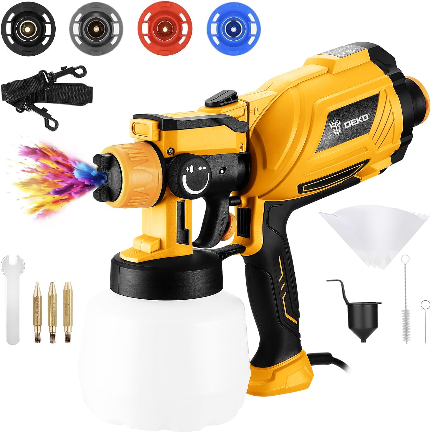 Paint Sprayer :DEKOPRO 1000W HVLP High Power Paint Gun with 1200ml High Capacity Container, Easy to Clean,for House Painting, Furniture, Cabinets, Fence, Walls, Door, Garden Chairs etc