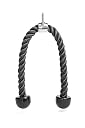 HI Tech Professional Tricep Rope Pull Down Fitness Cable Attachment with Stainless Steel Snap Hook- Lats, Biceps, Triceps, Gym or Home - 28" inch Tricep Rope - Black gallery image