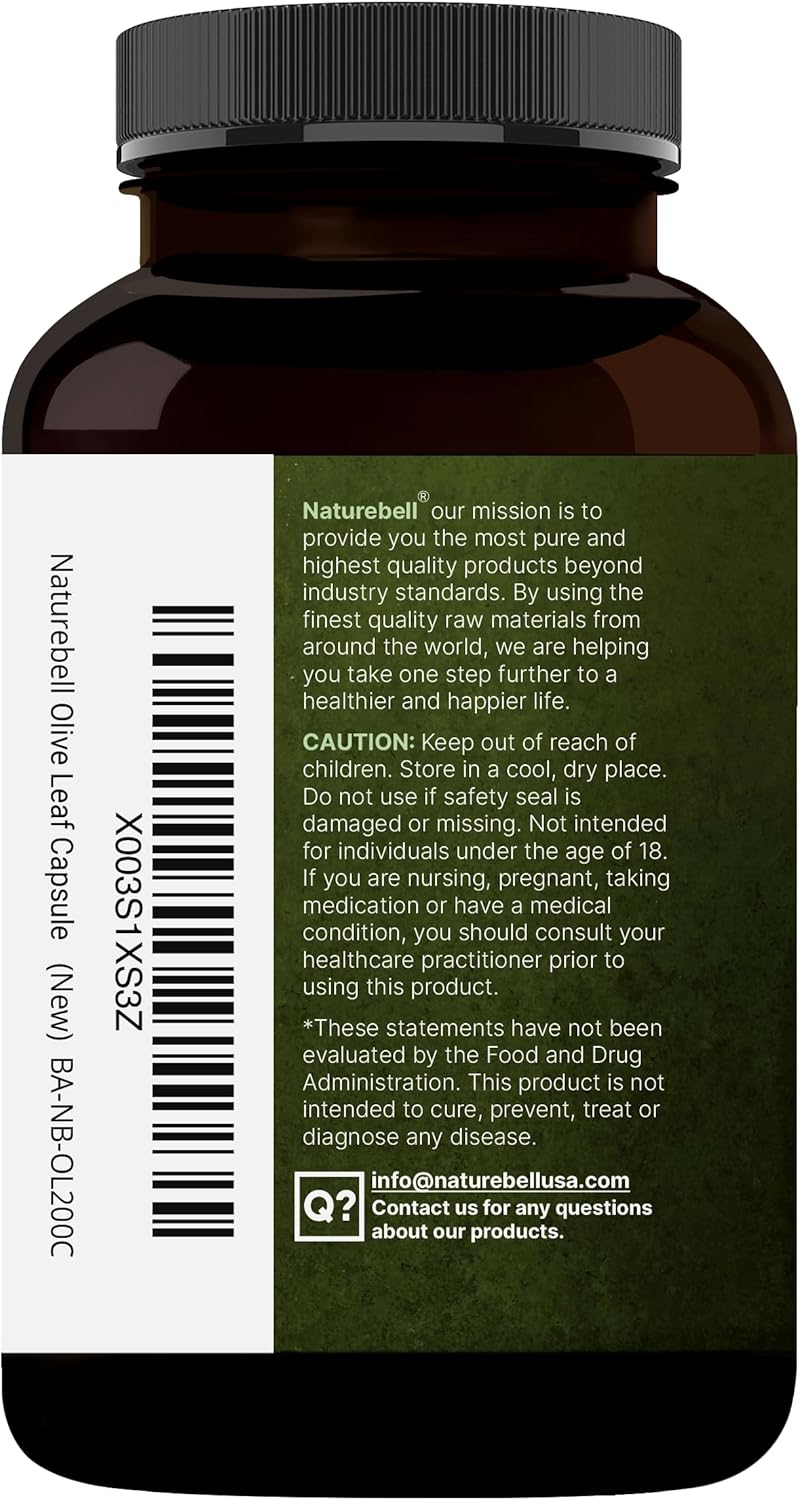NatureBell Olive Leaf Extract - 240 Capsules - High Strength 50:1 Concentrated Extract with Oleuropein - Immune, Heart & Circulation Support* - Image 8