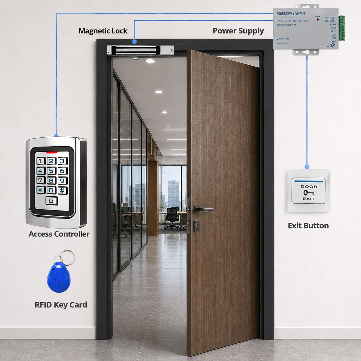 YAVIS Control de Acceso WiFi Tuya para Puerta y Portón, Teclado con Código RFID 125kHz + 10 Llaveros ID, Carcasa Metálica IP68, WG26, App + Pin + RFID, Gestión Remota, Oficina Tienda (K10)