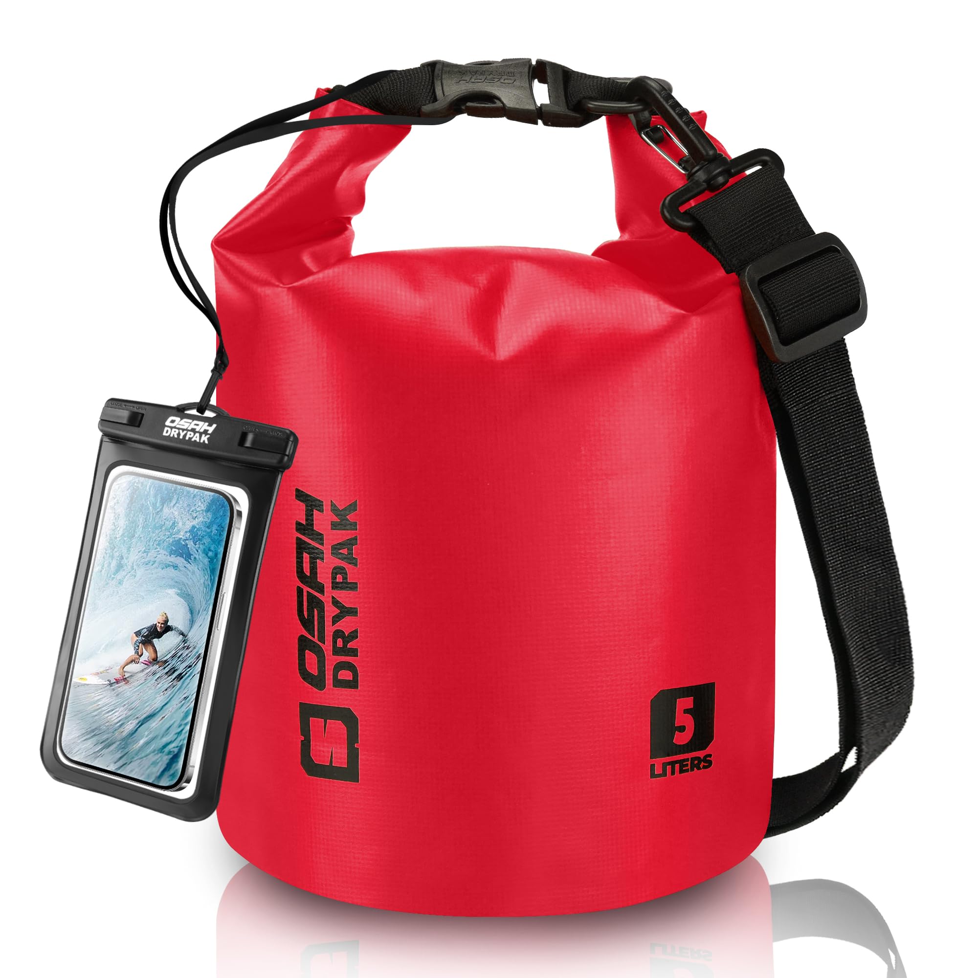 OSAH DRYPAK Dry Bag wasserdichte Tasche 5L/10L/20L/30L/40L Drybag Rucksack Wasserdicht Beutel mit Schultergurt und Wasserfester Handyhülle für Wassersport, Kajakfahren, Bootfahren, Camping