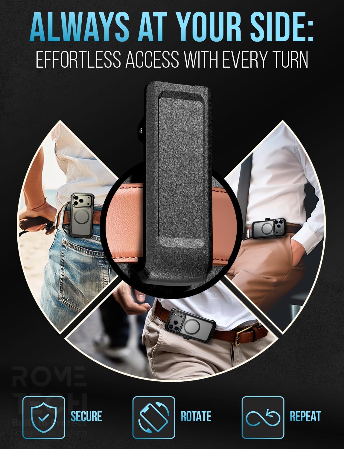 Designed for iPhone 17 Pro Max Case with Belt Clip Holster, Kickstand Slim Cover Compatible with Magsafe Chargers - Phone Case for iPhone 17 Pro Max - Black - Image 5