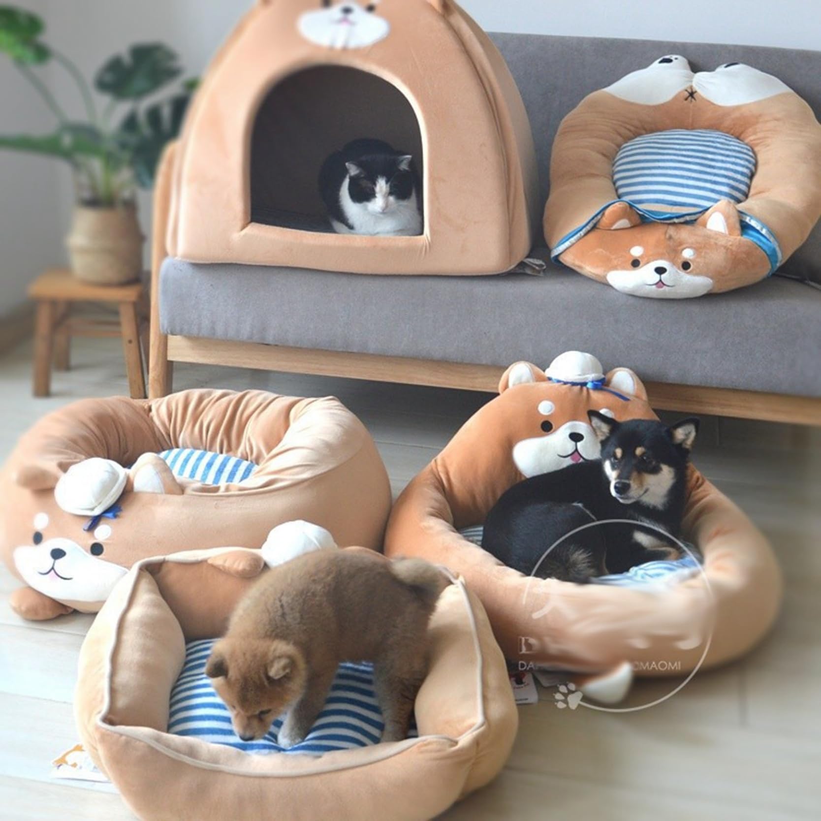 Amazon | 柴犬の外観 ペットハウス ペットクッション おもちゃ付 
