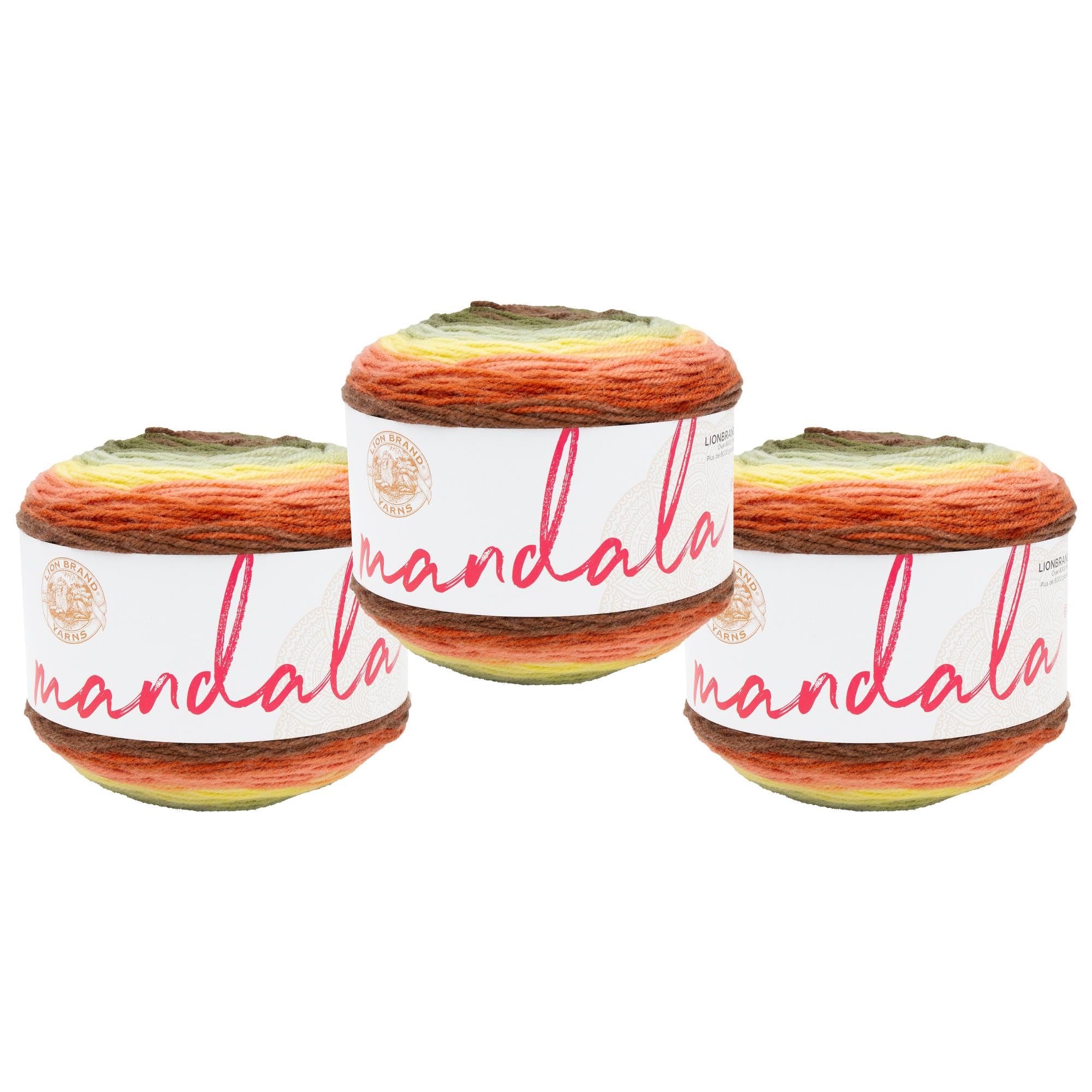Lion Brand Yarn Mandala, Multicolor Yarn for Knitting, Crochet and Crafting, Sandman, 3 Pack