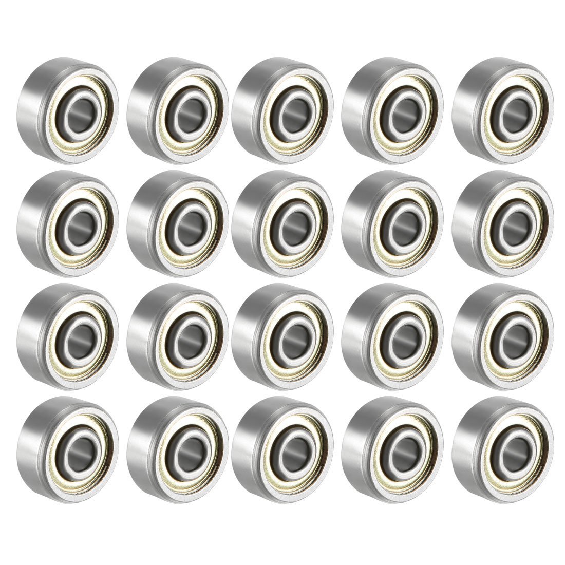 uxcell623ZZ Deep Groove Ball Bearing Double Shield 623-2Z 80023, 3mm x 10mm x 4mm Carbon Steel Bearings (Pack of 20)