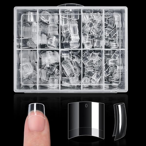 Buqikma Nail Tips for Acrylic Nails False Nail Tips Short Artificial Tips for Manicure with Box
